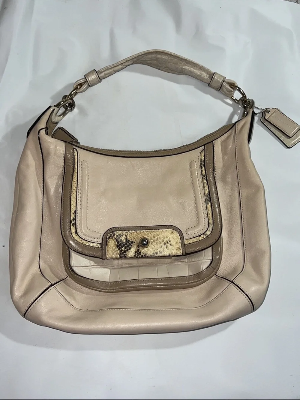 Coach Kristin Leather Spectator Hobo Handbag